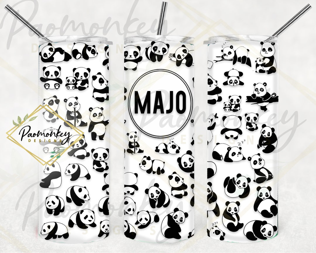 Panda Lover Themed 20oz Custom Tumbler With Plastic Straw | Sublimation ...