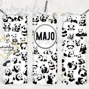 Panda Lover Themed 20oz Custom Tumbler with Plastic Straw | Sublimation | Perfect Gift | * Personalized Custom Gift *
