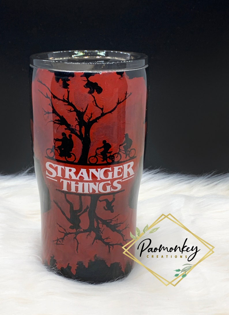 Stranger Things Inspired Custom Tumbler with Plastic Straw Etsy