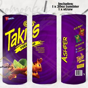 Takis Bag Theme | Fuego Flavored| Custom 20oz Tumbler with a straw | Sublimation | Perfect Gift | * Personalized Custom Gift *