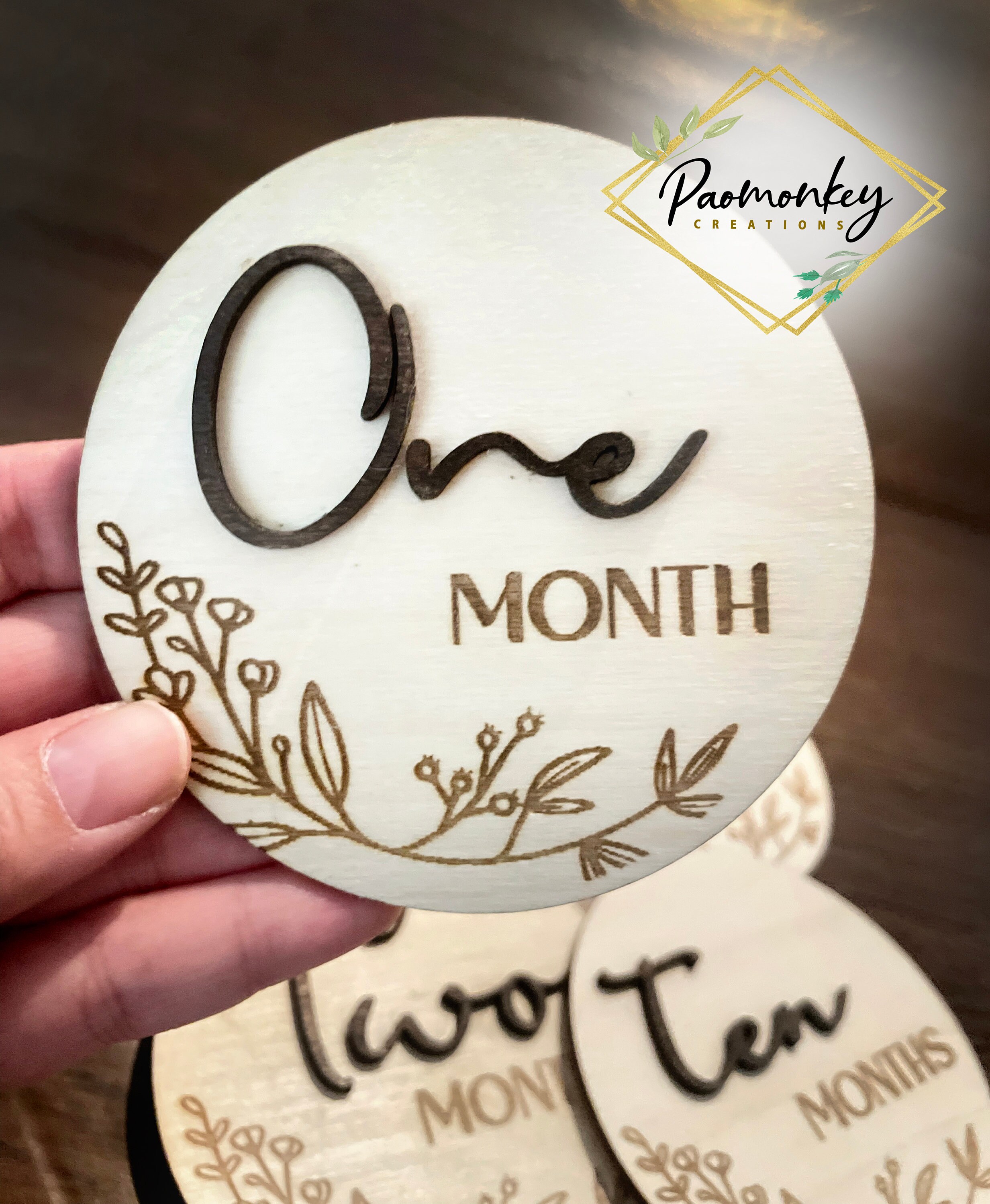 Wooden Baby Monthly Milestone Discs: 3D Letter Photo Props - Etsy