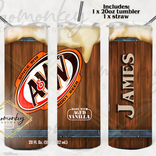 A&W Soda Lover Can Themed | DrPepper | Custom 20oz Tumbler | Sublimation | Root Beer | * Personalized Custom Gift *