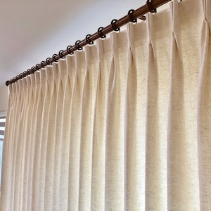Designer Spot Linen Pinch Pleated Drapery.Custom Made Fabric Window Treatment Light Filtering Lining Blackout Lining Any Size Drapery