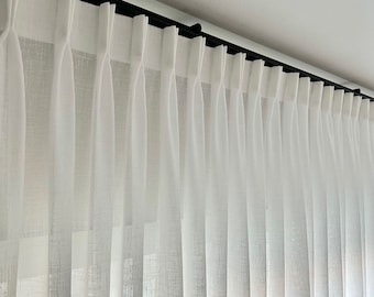 Linen Look Sheer Handcrafted Drapery Sheer Pinch Pleated Sheer Elegant Pearl White Sheer Custom Made Sheer