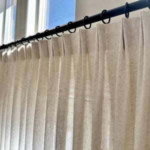 Oat Linen Look Sheer Curtains, Custom Pinch Pleat Sheer Drapes, Made to Measure Any Size, Extra Wide Extra Long Voile Panels, Made in USA