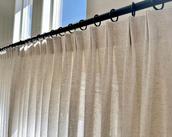 Lamar Natural Linen Look Sheer Handcrafted Drapery Sheer Pinch Pleated Sheer Elegant Tailored Pleat Sheer Custom Made Sheer