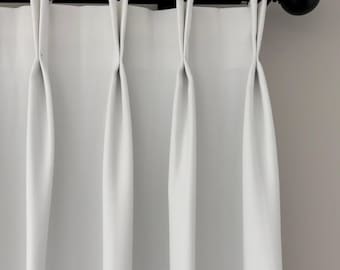 Designer Pure White Pinch Pleated Drapery.Custom Made Fabric Window Treatment Light Filtering Lining Blackout Lining Any Size Drapery