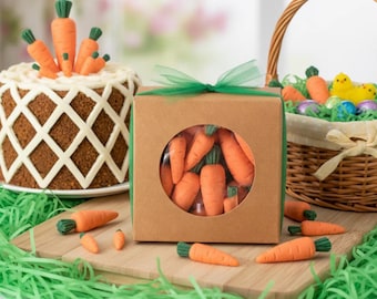 Chocolate Carrots | 18 Pack of Flat Backed Carrots (not 3D) | 3 Sizes Chocolate Carrots in a Window Box  | Carrot Cake Topper or Easter Gift