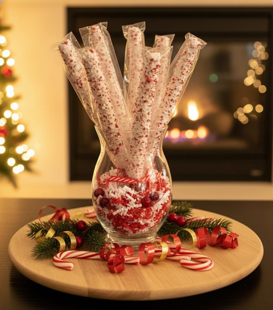 Candy Cane Pretzel Rods - Individually Wrapped Peppermint Bark Pretzel ...