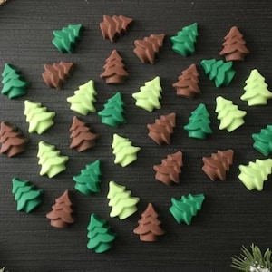 Chocolate Pine Trees - 30 Pack Box of 1" Chocolate Trees | Woodland Theme Cupcake Toppers