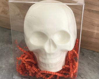 3D Chocolate Skull in Display Box | Macabre Themed Cake Topper | Goth Wedding | Over the Hill | Til Death Wedding Cake