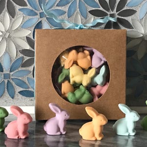 Pastel Chocolate Bunnies | Box of 30 Tiny Chocolate Bunnies | Easter Chocolate Gift | Pastel Bunny Cupcake Toppers