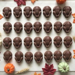 Chocolate Turkeys | Box of 30 Thanksgiving 1” Turkey Chocolates | Holiday Dessert Table Chocolates | Thanksgiving Cupcake Toppers
