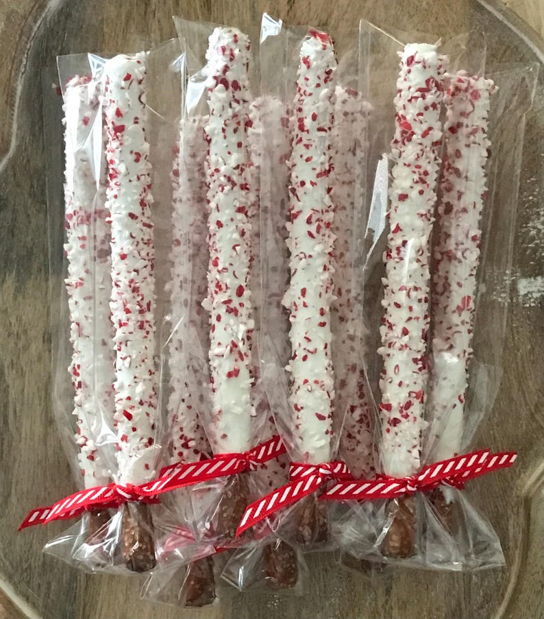 Candy Cane Pretzel Rods - Individually Wrapped Peppermint Bark Pretzel ...