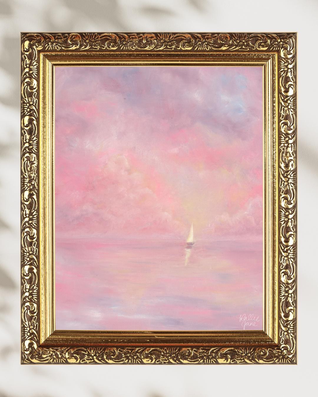 ピンクの夕焼けの絵 - Etsy 日本