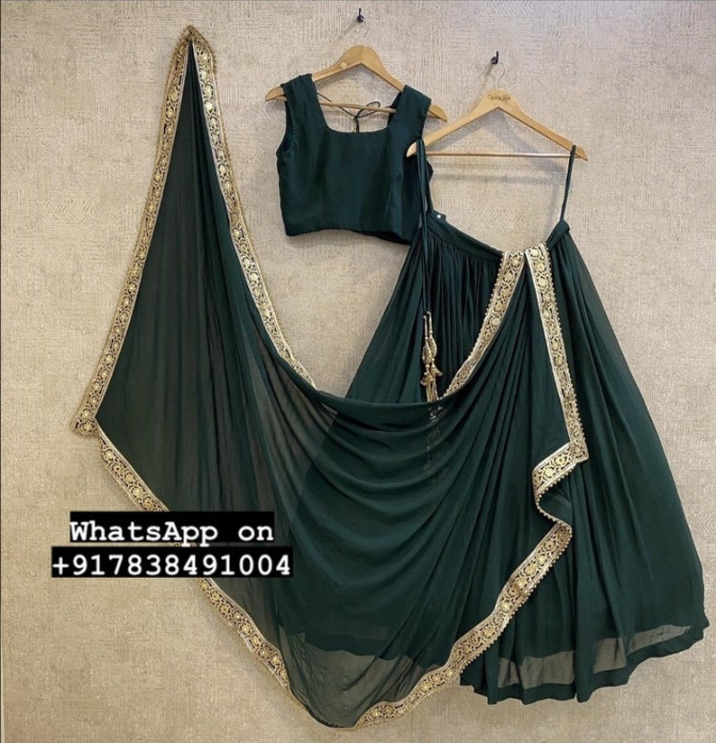 Bottle green georgette Designer lehenga choli with dupatta Indian wearreceptionbridesmaids bridal lehenga Designer lehenga custom made