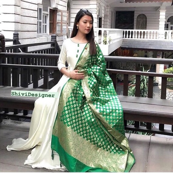 anarkali suit with banarasi dupatta