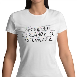 Stranger Alphabet - Womens T-Shirt - TV - Mike - Alphabet Wall - Upside down