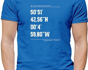 Coordenadas del estadio de Brighton - Camiseta para hombre y mujer para niños - Fan love Football hove regalo presente papá marido hijo esposa