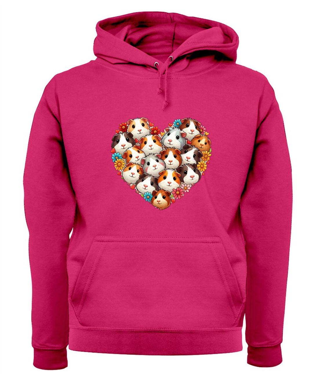 T-shirt Bambina I Love Heart Guinea Pigs - Rosa - 100% Cotone - Nuova Con Etichette