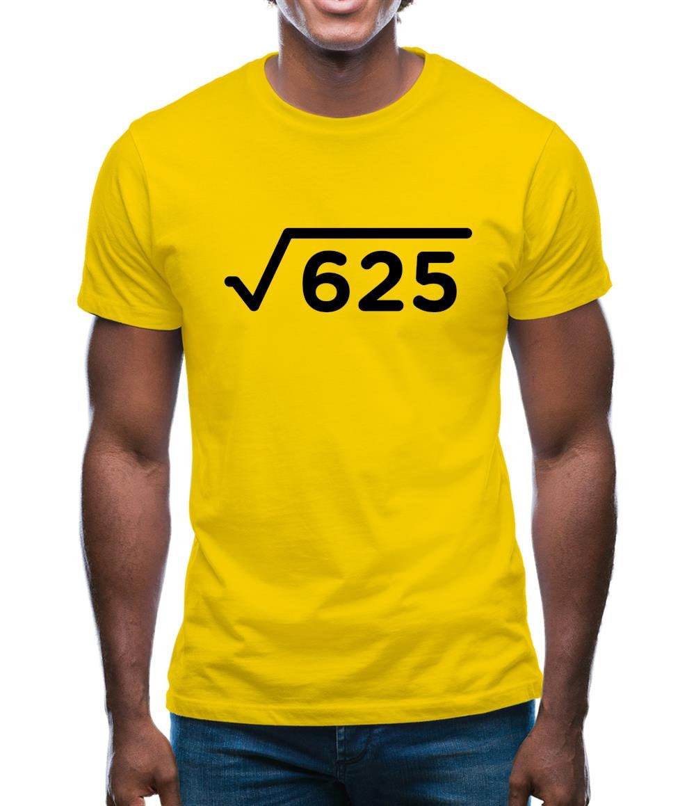 Square Root Birthday 25 Mens T-Shirt Custom Customisable 25th math theme personalised