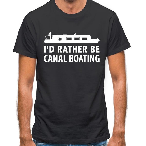 I'd Rather Be Canal Boating Mens T-Shirt narrowboat owner holiday barge gift present unisex