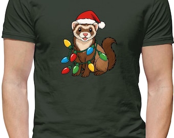 Ferret Christmas Lights  - Mens Womens Kids T-Shirt - Funny Ferrets Pet Pets Love Cute Xmas Santa