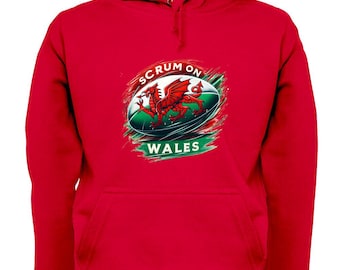 Wales Rugby Rot Hoodie Unisex Walisisch Rugby Schwarz Hoodie