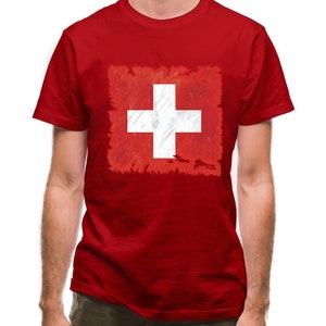 Switzerland Grunge Style Flag Mens T-Shirt