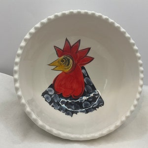 Hand Painted in Italy Gallo Ribbed Serving Bowl