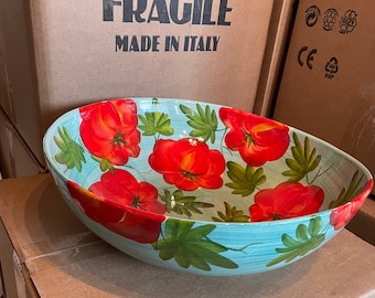 Tomato Turquoise Serving Bowl