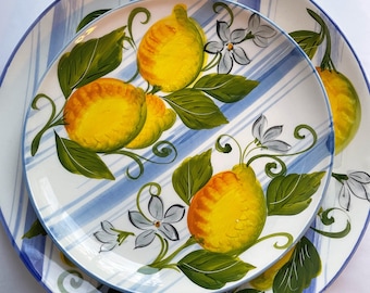 Handmade Stripe Lemon Plates Made in Italy