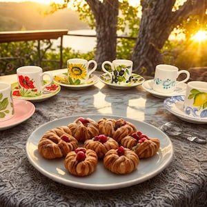 Hand-Painted Italian Espresso Cup and Saucer Set