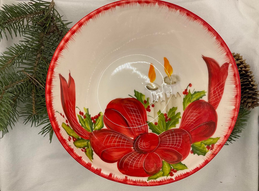Christmas Serving Bowl With Candles Etsy