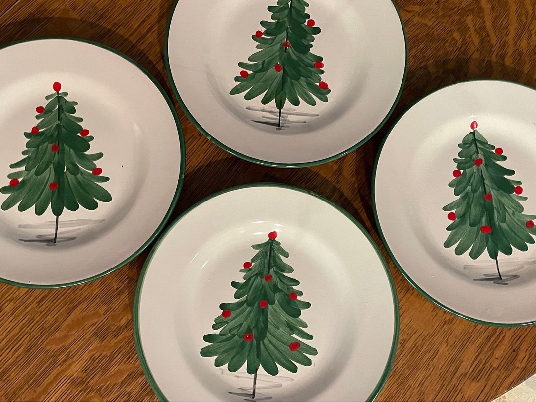 Vietri Christmas Tree Plates Set of 4 Etsy