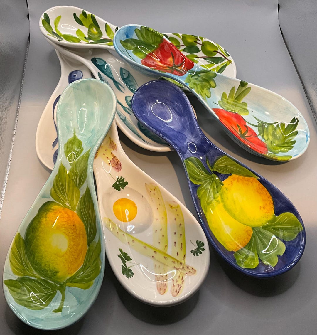 Hand-painted Italian Spoon Rest: Kitchen Utensil Holder, 11 Inch - Etsy