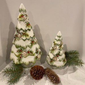 Hand-Painted Italian Ceramic Christmas Trees