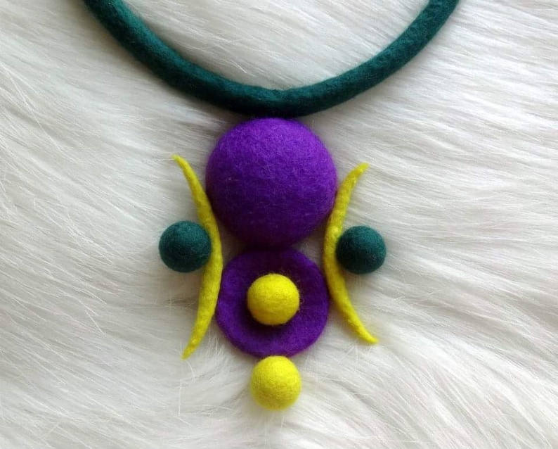 Handmade Felted Wool Necklace: Modern Designer Jewelry image 4