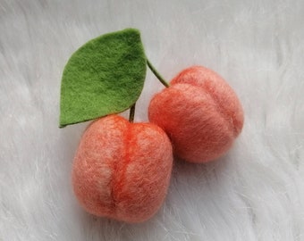 Apricot brooch Vegan brooch Apricot felted brooch Feltet brooch Apricot wool brooch Fruit brooch Funny brooch Apricot pin Summer brooch