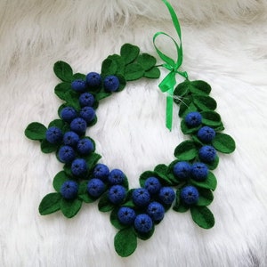 Felted Berries Necklace: Handmade Merino Wool Bilberry Jewelry