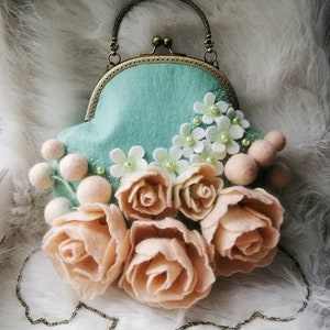 Sac à main en feutre Sac à fleurs en feutre Sac à main en feutre de laine Sac à main en feutre Sac pour femme Sac à fleurs Sac bohème Sac à main en feutre Sac à main en feutre fleurs Sac végétalien