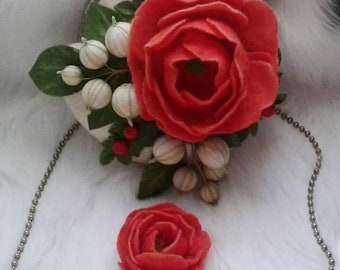 Felted Flower Bag: Handmade Merino Wool Purse, Wedding Clutch
