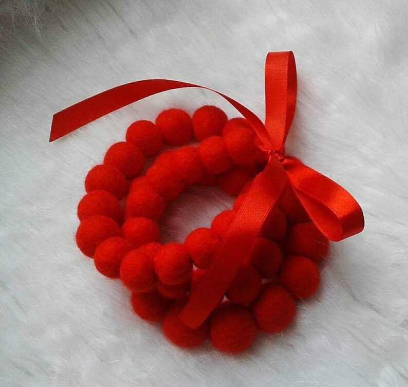 Felt balls necklace Red necklace felt jewelryRoman necklace Felted balls necklace Felted necklace Felted jewelry Long necklace Gift for girl