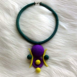 Handmade Felted Wool Necklace: Modern Designer Jewelry image 5
