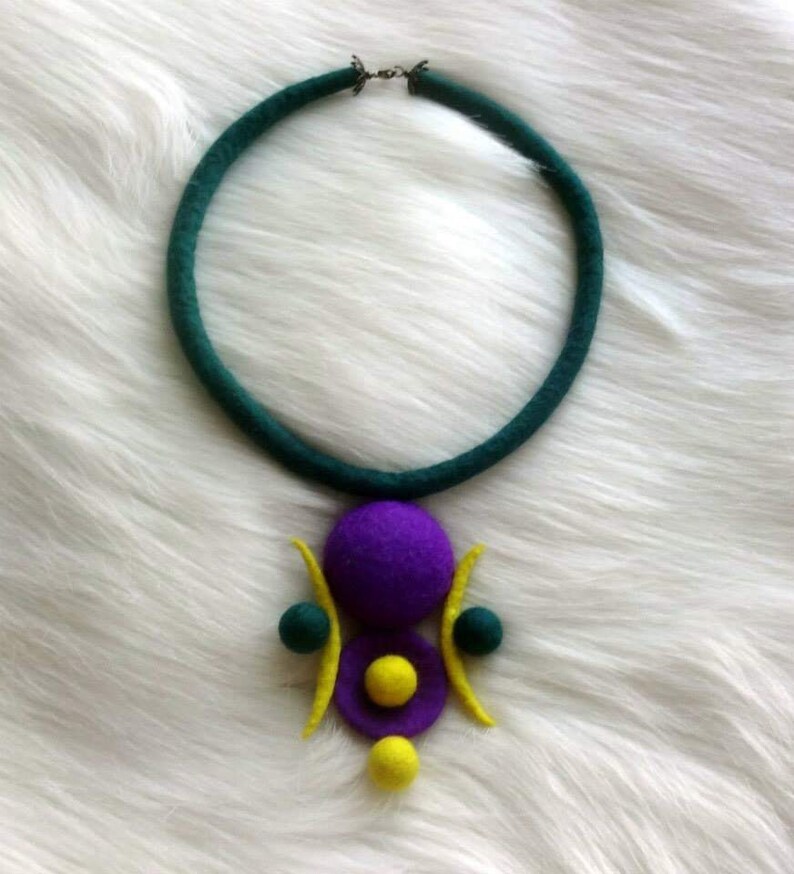 Handmade Felted Wool Necklace: Modern Designer Jewelry image 5