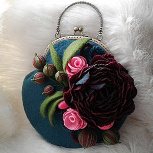 Sac en feutre à décor de fleurs Sac à main en feutre Sac à main en feutre Sac rétro Sac à main pour femme Sac à fleurs Sac de créateur Sac de mariage