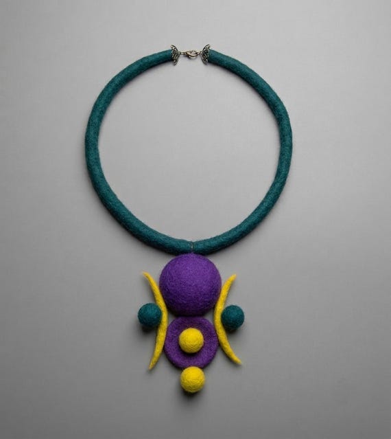 Handmade Felted Wool Necklace: Modern Designer Jewelry