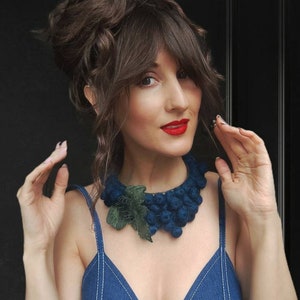Felted Berries Necklace: Handmade Merino Wool Currant Jewelry