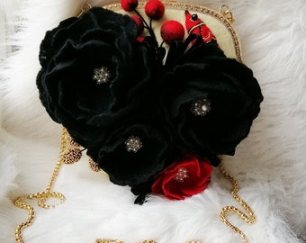 Felted Flower Bag: Handmade Vegan Evening Crossbody Purse