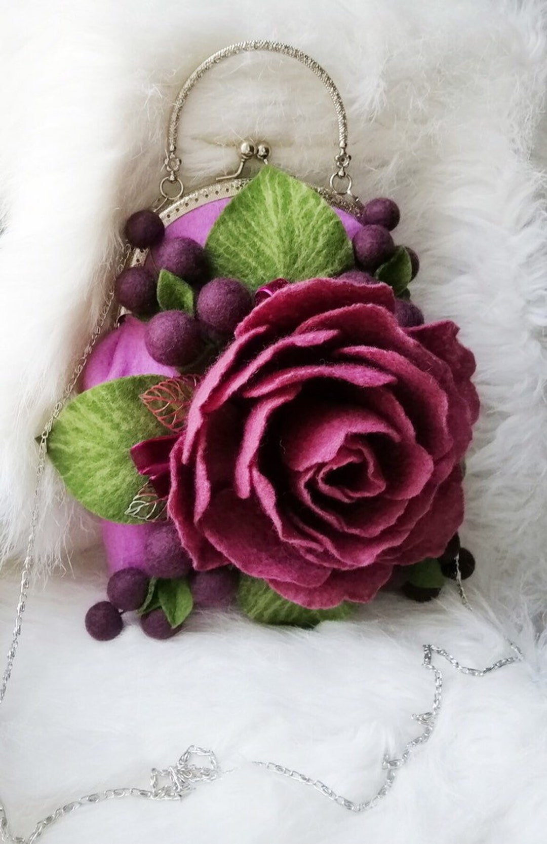 Felted Rose Handbag: Handmade Vegan Flower Bag - Etsy